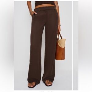 Reformation Gisele Low Rise Wide Leg Pant Cafe Browm